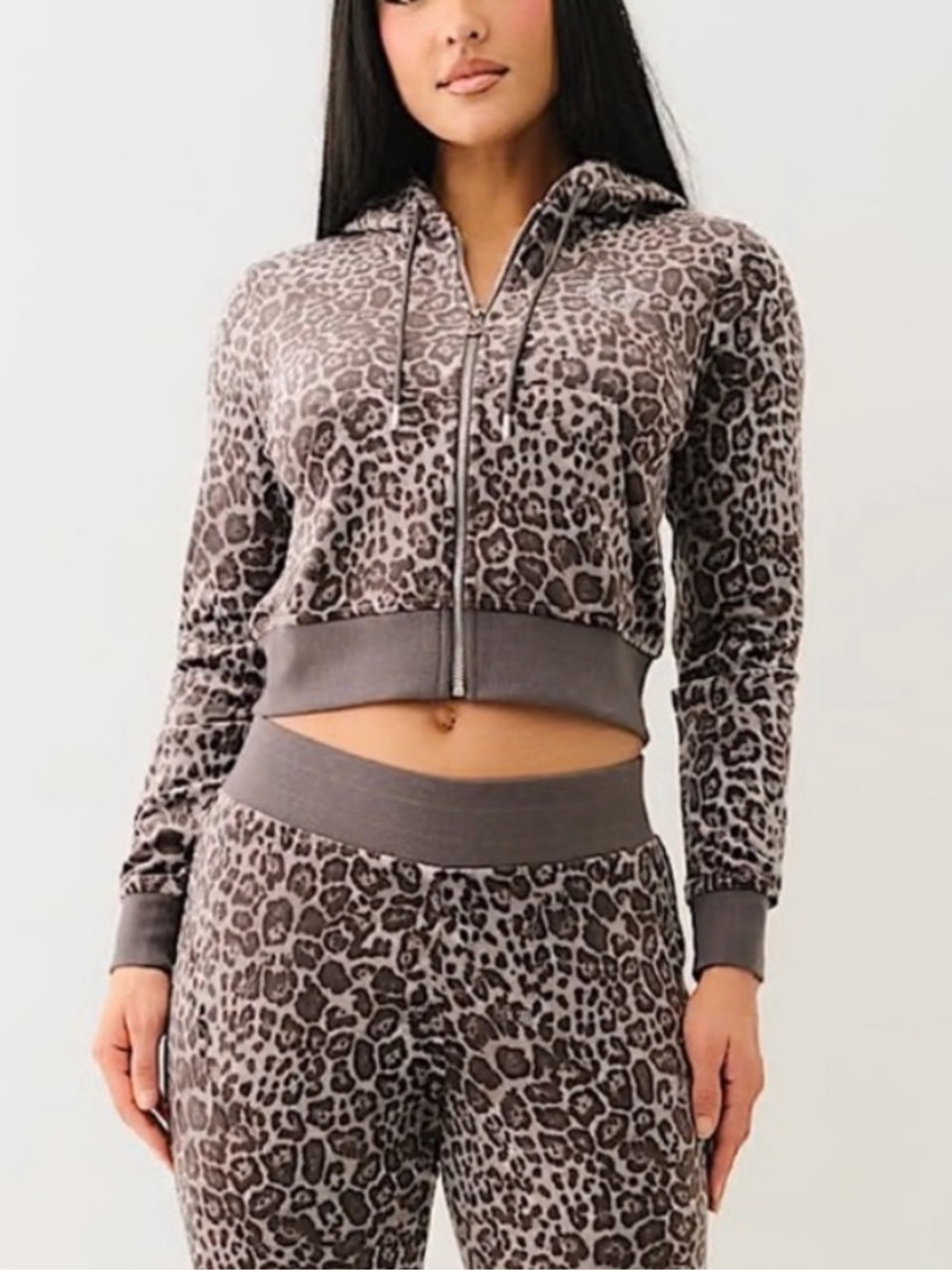 True Religion Gray Leopard Print Hoodie
